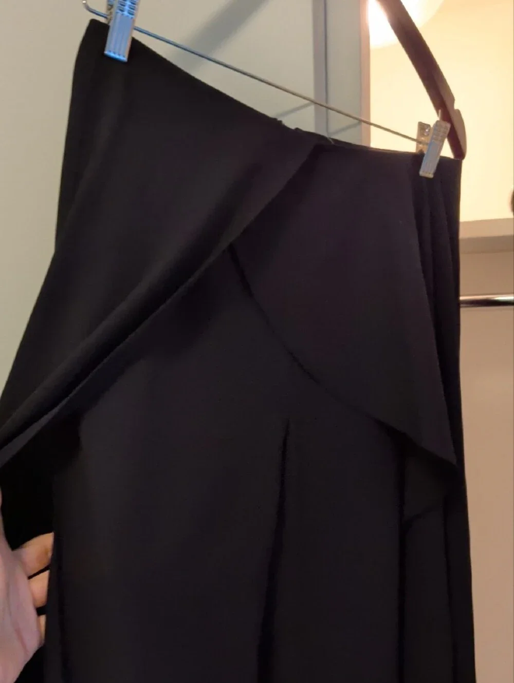 Alice + Olivia Black Wide-Leg Draped Split Leg Trousers